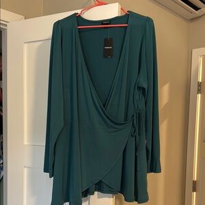 Teal Wrap Blouse